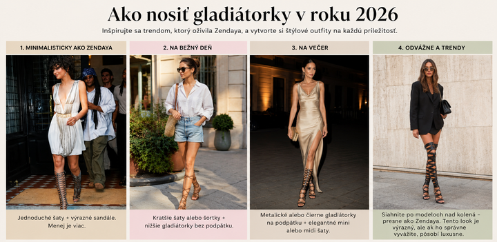 Ako nosiť gladiátorky v roku 2026